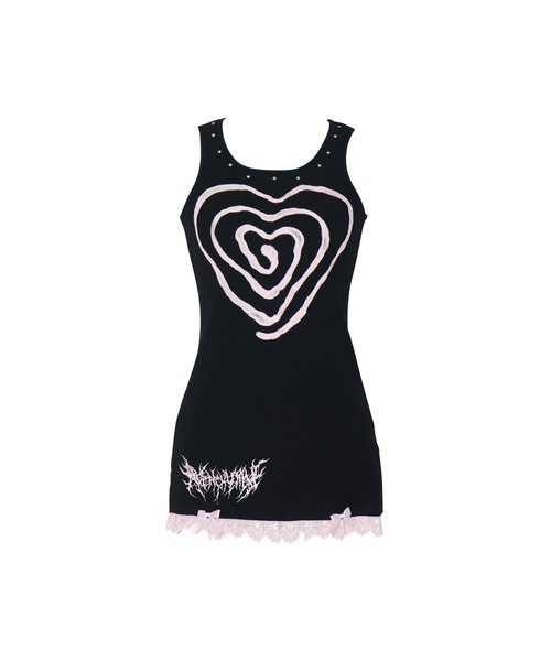 AVENCHUMU(アバンチュウム)の「Swirl heart illusutration tanktop mini onepiece(ワンピース・レディース・ブラック/ピンク/ブラック×ピンク・FREE)」の19枚目の写真