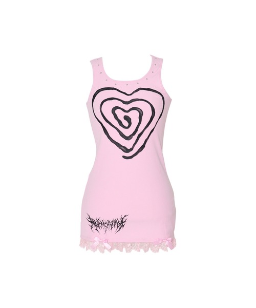 AVENCHUMU(アバンチュウム)の「Swirl heart illusutration tanktop mini onepiece(ワンピース・レディース・ブラック/ピンク/ブラック×ピンク・FREE)」の20枚目の写真