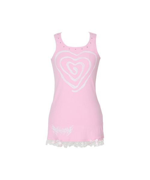 AVENCHUMU(アバンチュウム)の「Swirl heart illusutration tanktop mini onepiece(ワンピース・レディース・ブラック/ピンク/ブラック×ピンク・FREE)」の21枚目の写真