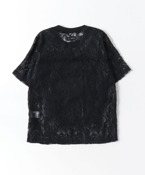 ESSENTIAL(エッセンシャル)の「レースTシャツブラウス(Tシャツ/カットソー・レディース・ブラック/オフホワイト・38/36)」の3枚目の写真