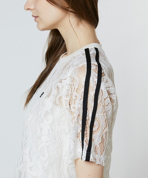 ESSENTIAL(エッセンシャル)の「レースTシャツブラウス(Tシャツ/カットソー・レディース・ブラック/オフホワイト・38/36)」の15枚目の写真