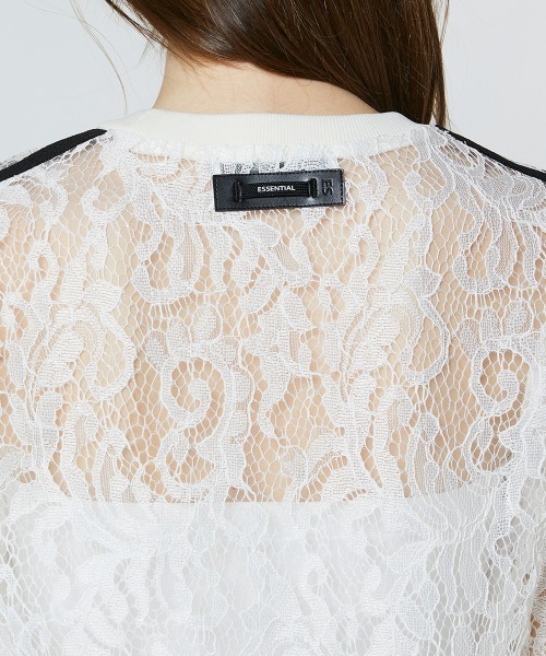 ESSENTIAL(エッセンシャル)の「レースTシャツブラウス(Tシャツ/カットソー・レディース・ブラック/オフホワイト・38/36)」の16枚目の写真