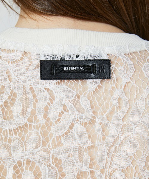 ESSENTIAL(エッセンシャル)の「レースTシャツブラウス(Tシャツ/カットソー・レディース・ブラック/オフホワイト・38/36)」の4枚目の写真