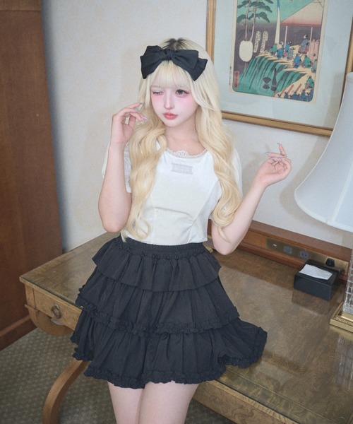 Lovilyn(ラヴィリン)の「パニエ風ティアードスカート(スカート・レディース・レッド/ブラック・MEDIUM/SMALL)」の13枚目の写真