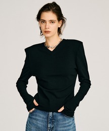 PRANK PROJECT | 【2026Autumn Pre-Order】ウールブレンドショルダーパッドVネックトップ / Wool Blend Shoulder Pad V-Neck Top(Tシャツ/カットソー)