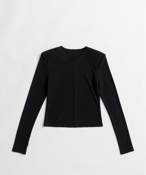 PRANK PROJECT(プランクプロジェクト)の「【2026Autumn Pre-Order】ウールブレンドショルダーパッドVネックトップ / Wool Blend Shoulder Pad V-Neck Top(Tシャツ/カットソー・レディース・ブラウン/グレー/ブラック・FREE)」の5枚目の写真