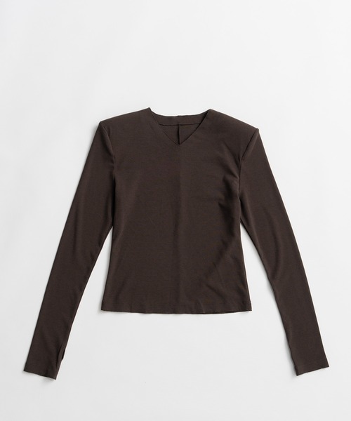 PRANK PROJECT(プランクプロジェクト)の「【2026Autumn Pre-Order】ウールブレンドショルダーパッドVネックトップ / Wool Blend Shoulder Pad V-Neck Top(Tシャツ/カットソー・レディース・ブラウン/グレー/ブラック・FREE)」の6枚目の写真