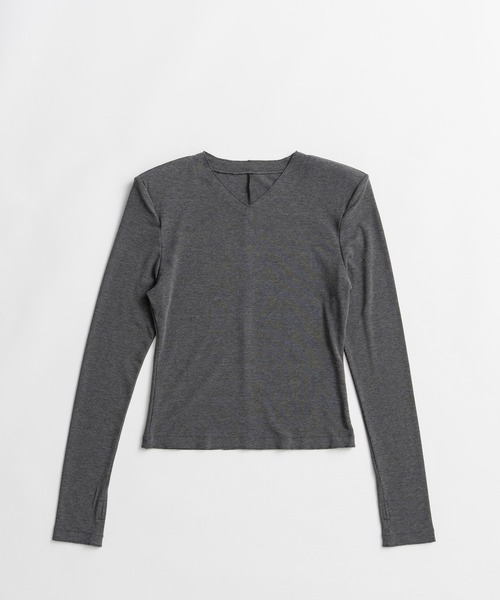 PRANK PROJECT(プランクプロジェクト)の「【2026Autumn Pre-Order】ウールブレンドショルダーパッドVネックトップ / Wool Blend Shoulder Pad V-Neck Top(Tシャツ/カットソー・レディース・ブラウン/グレー/ブラック・FREE)」の7枚目の写真