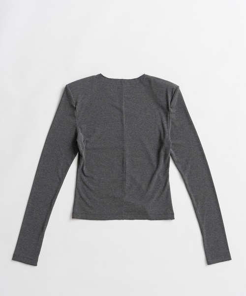 PRANK PROJECT(プランクプロジェクト)の「【2026Autumn Pre-Order】ウールブレンドショルダーパッドVネックトップ / Wool Blend Shoulder Pad V-Neck Top(Tシャツ/カットソー・レディース・ブラウン/グレー/ブラック・FREE)」の8枚目の写真