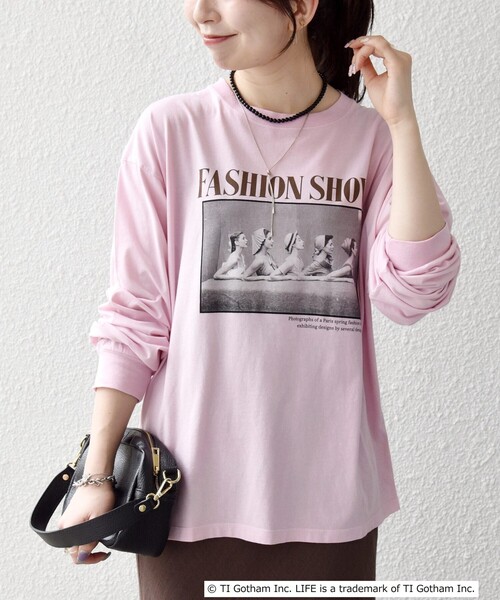 GOOD ROCK SPEED(グッドロックスピード)の「GOOD ROCK SPEED:〈洗濯機可能〉LIFE PC フォト プリント シアー ロンTEE(Tシャツ/カットソー・レディース・ピンク/ホワイト・ONE SIZE)」の2枚目の写真