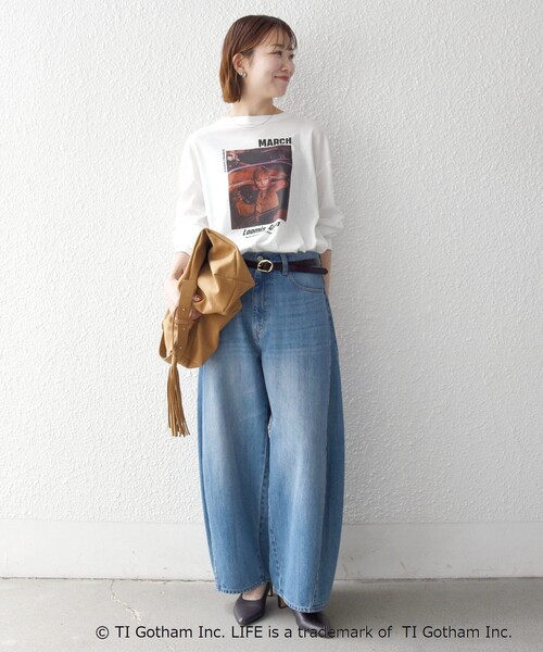 GOOD ROCK SPEED(グッドロックスピード)の「GOOD ROCK SPEED:〈洗濯機可能〉LIFE PC フォト プリント シアー ロンTEE(Tシャツ/カットソー・レディース・ピンク/ホワイト・ONE SIZE)」の3枚目の写真