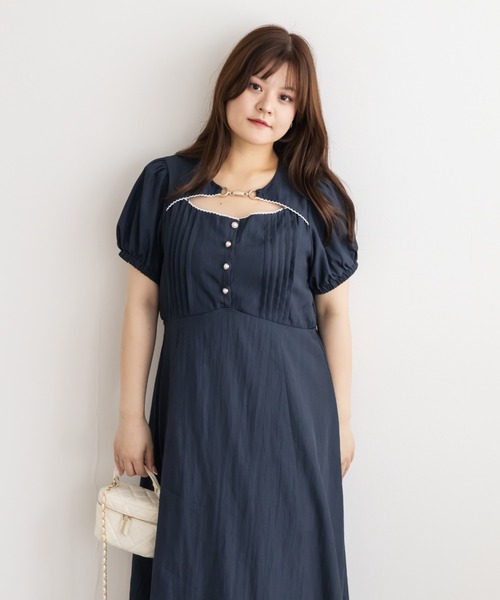CLETTE(クレット)の「フロントボタンピンタックワンピース(ワンピース・レディース・ピンク/ネイビー/チャコールグレー・3L/4L/LL)」の21枚目の写真