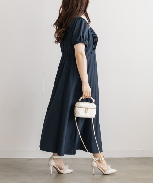CLETTE(クレット)の「フロントボタンピンタックワンピース(ワンピース・レディース・ピンク/ネイビー/チャコールグレー・3L/4L/LL)」の13枚目の写真