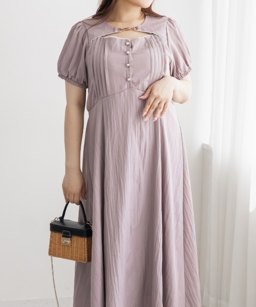 CLETTE(クレット)の「フロントボタンピンタックワンピース(ワンピース・レディース・ピンク/ネイビー/チャコールグレー・3L/4L/LL)」の14枚目の写真