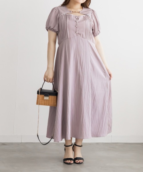 CLETTE(クレット)の「フロントボタンピンタックワンピース(ワンピース・レディース・ピンク/ネイビー/チャコールグレー・3L/4L/LL)」の15枚目の写真