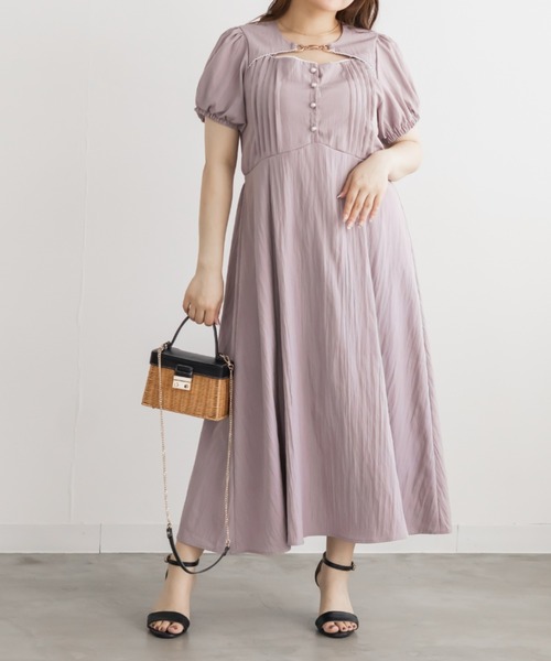 CLETTE(クレット)の「フロントボタンピンタックワンピース(ワンピース・レディース・ピンク/ネイビー/チャコールグレー・3L/4L/LL)」の16枚目の写真