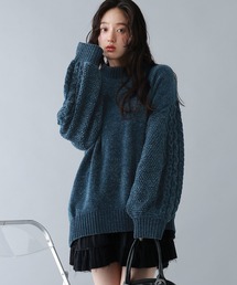 ボリュームスリーブ袖デザインBIGモールニット