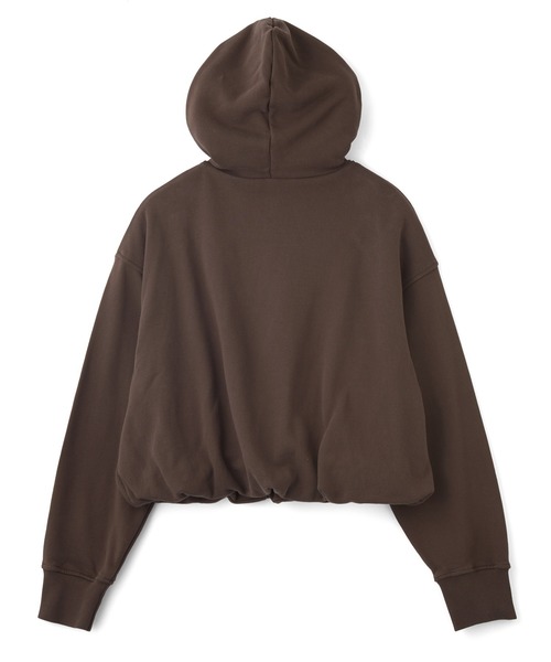 X-girl(エックスガール)の「FLOCKED SPRAY LOGO BALLOON HEM SWEAT HOODIE(パーカー・レディース・パープル/ブラウン/ブラック・S/M)」の11枚目の写真