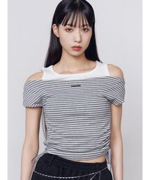 EMODA | レイヤードレープクロップドトップ(Tシャツ/カットソー)