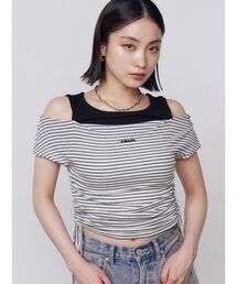 EMODA | レイヤードレープクロップドトップ(Tシャツ/カットソー)