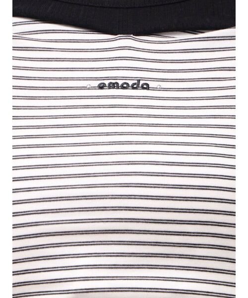 EMODA(エモダ)の「レイヤードレープクロップドトップ(Tシャツ/カットソー・レディース・ブラック/ホワイト/グレー・FREE)」の14枚目の写真