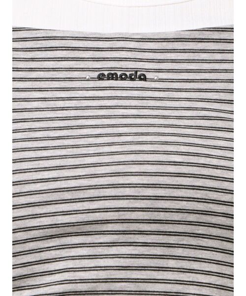 EMODA(エモダ)の「レイヤードレープクロップドトップ(Tシャツ/カットソー・レディース・ブラック/ホワイト/グレー・FREE)」の15枚目の写真