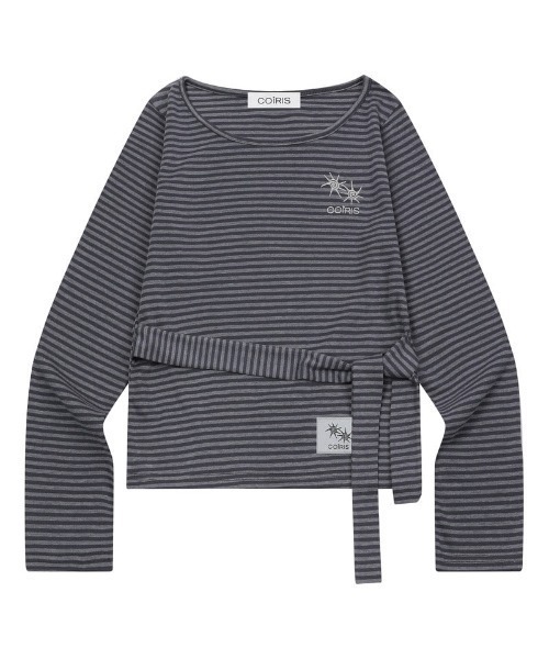 COIRIS(コイリス)の「◇COIRIS◇ブランド直輸入正規品/RAET ストラップ ストライプ 長袖 Tシャツ RAET STRAP STRIPE LONG SLEEVE T(Tシャツ/カットソー・レディース・チャコール/ブラック・FREE)」の2枚目の写真