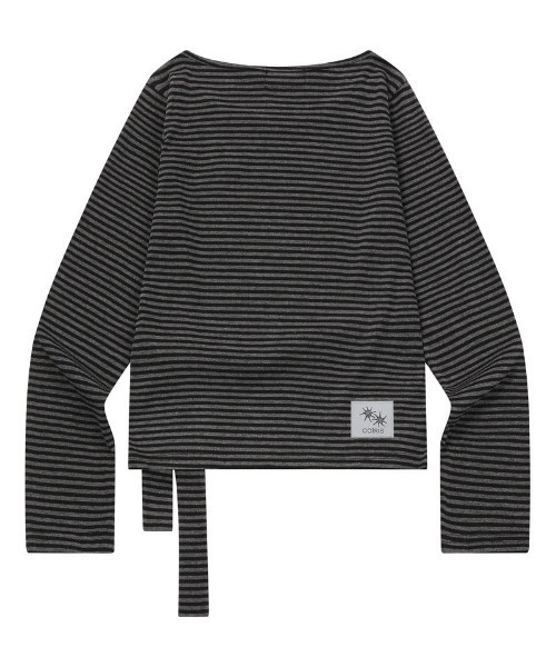 COIRIS(コイリス)の「◇COIRIS◇ブランド直輸入正規品/RAET ストラップ ストライプ 長袖 Tシャツ RAET STRAP STRIPE LONG SLEEVE T(Tシャツ/カットソー・レディース・チャコール/ブラック・FREE)」の3枚目の写真