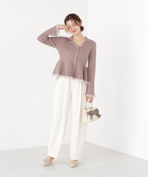PROPORTION BODY DRESSING(プロポーションボディドレッシング)の「【加藤栞さん着用】シアー切替ペプラム / 1216270901(ニット/セーター・レディース・ホワイト系その他/ブラック/ブラウン系その他/パープル・FREE)」の5枚目の写真