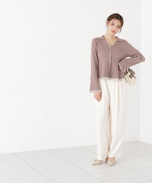 PROPORTION BODY DRESSING(プロポーションボディドレッシング)の「【加藤栞さん着用】シアー切替ペプラム / 1216270901(ニット/セーター・レディース・ホワイト系その他/ブラック/ブラウン系その他/パープル・FREE)」の6枚目の写真