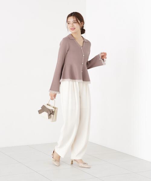 PROPORTION BODY DRESSING(プロポーションボディドレッシング)の「【加藤栞さん着用】シアー切替ペプラム / 1216270901(ニット/セーター・レディース・ホワイト系その他/ブラック/ブラウン系その他/パープル・FREE)」の7枚目の写真