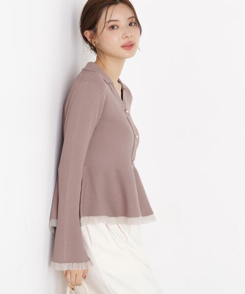PROPORTION BODY DRESSING(プロポーションボディドレッシング)の「【加藤栞さん着用】シアー切替ペプラム / 1216270901(ニット/セーター・レディース・ホワイト系その他/ブラック/ブラウン系その他/パープル・FREE)」の8枚目の写真