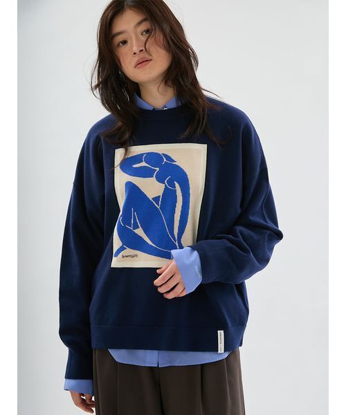emmi(エミ)の「【Henri Matisse】インターシャニットプルオーバー(ニット/セーター・レディース・アイボリー/ネイビー/レッド・F)」の5枚目の写真