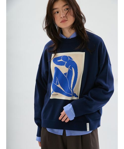 emmi(エミ)の「【Henri Matisse】インターシャニットプルオーバー(ニット/セーター・レディース・アイボリー/ネイビー/レッド・F)」の7枚目の写真