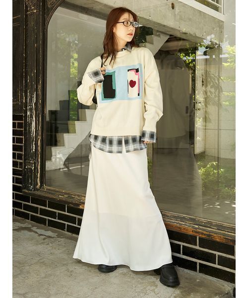 emmi(エミ)の「【Henri Matisse】インターシャニットプルオーバー(ニット/セーター・レディース・アイボリー/ネイビー/レッド・F)」の14枚目の写真