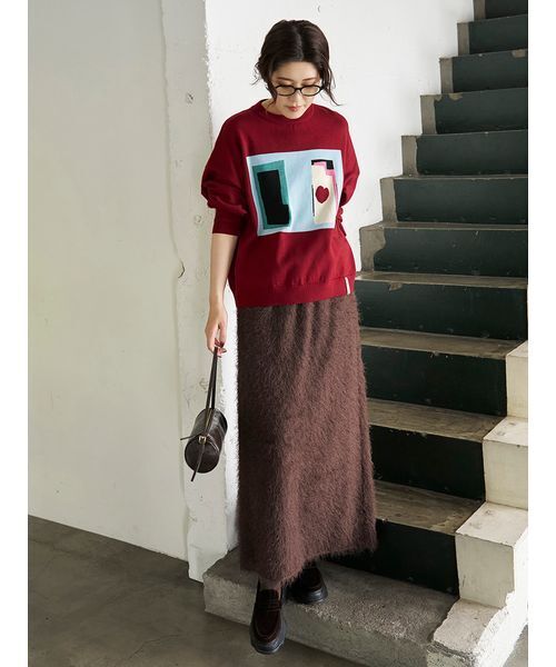 emmi(エミ)の「【Henri Matisse】インターシャニットプルオーバー(ニット/セーター・レディース・アイボリー/ネイビー/レッド・F)」の15枚目の写真