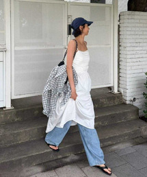 SHIRRING SLEEVELESS LONG DRESS_IVORY