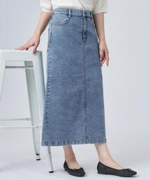 SHOO・LA・RUE | 【洗濯機可/S-LL】程よいシルエットで使いやすい ストレッチデニムスカート(デニムスカート)