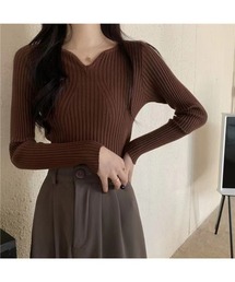 キーネック リブニット