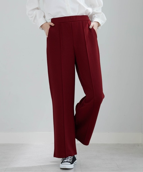 BELLUNA PLUS(ベルーナ)の「ジョーゼット素材ワイドパンツ67丈(その他パンツ・レディース・ブラック/アイボリー/グリーン/レッド・SMALL/MEDIUM/X-LARGE/LARGE)」の4枚目の写真