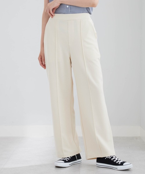 BELLUNA PLUS(ベルーナ)の「ジョーゼット素材ワイドパンツ67丈(その他パンツ・レディース・ブラック/アイボリー/グリーン/レッド・SMALL/MEDIUM/X-LARGE/LARGE)」の5枚目の写真