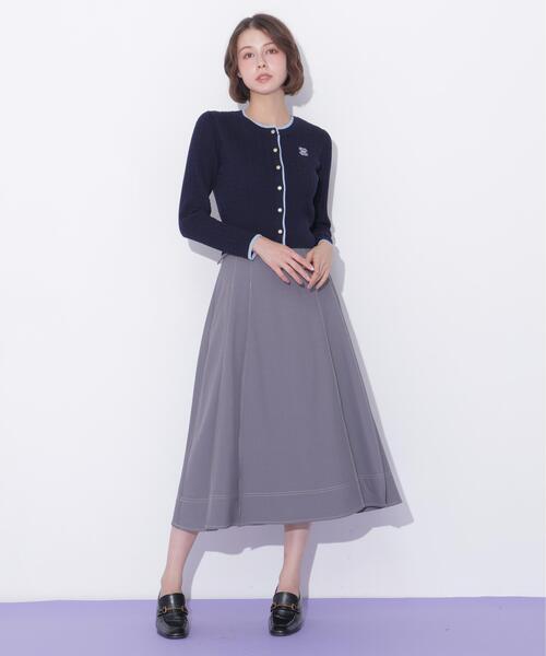JILL by JILL STUART(ジルバイジルスチュアート)の「サイドベルトバイカラーステッチスカート(スカート・レディース・グレー/ブラウン/ホワイト・SMALL/MEDIUM)」の4枚目の写真