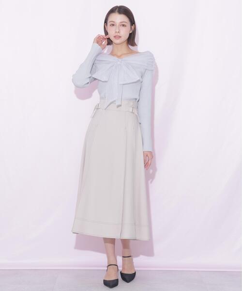 JILL by JILL STUART(ジルバイジルスチュアート)の「サイドベルトバイカラーステッチスカート(スカート・レディース・グレー/ブラウン/ホワイト・SMALL/MEDIUM)」の12枚目の写真