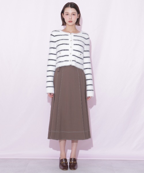 JILL by JILL STUART(ジルバイジルスチュアート)の「サイドベルトバイカラーステッチスカート(スカート・レディース・グレー/ブラウン/ホワイト・SMALL/MEDIUM)」の3枚目の写真
