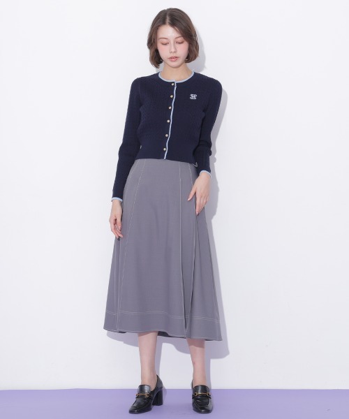 JILL by JILL STUART(ジルバイジルスチュアート)の「サイドベルトバイカラーステッチスカート(スカート・レディース・グレー/ブラウン/ホワイト・SMALL/MEDIUM)」の1枚目の写真