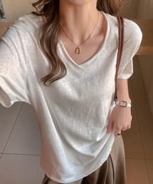 バックタック Vネック シンプルTシャツ