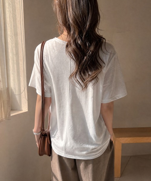 JOCOSA(ジョコサ)の「バックタック Vネック シンプルTシャツ(Tシャツ/カットソー・レディース・グレー/ブラック/ライトブルー/ピンク/ホワイト・S/M/L)」の8枚目の写真