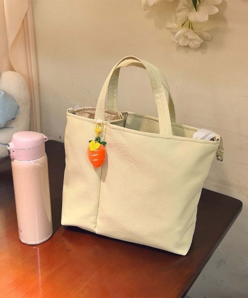 gossip!ロサンゼルス(ゴシップロサンゼルス)の「2WAY サイド水筒ポケット付き トートバッグ レディース ショルダー付き A4 収納 通勤 通学 多収納 軽量 無地(トートバッグ・レディース・オフホワイト/グリーン/ブラック/ブラウン・FREE)」の14枚目の写真