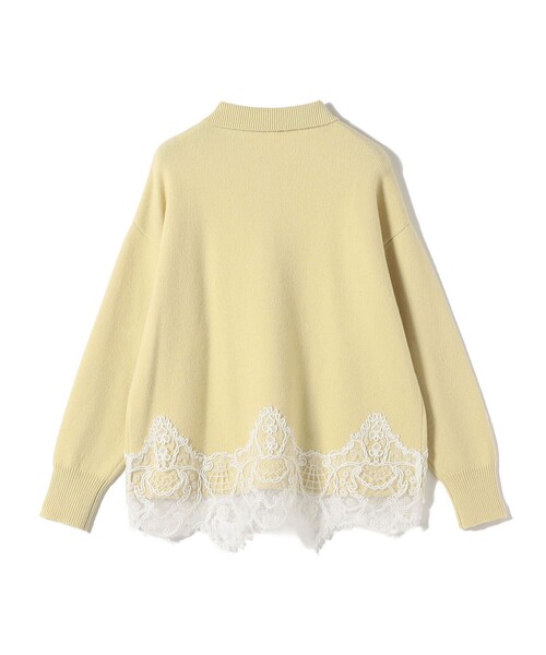 SHIPS(シップス)の「【WEB限定】〈手洗い可能〉レーストリム スキッパー ポロ襟 ニット(ニット/セーター・レディース・ダークグレー/ライトイエロー/オフホワイト/ブラウン・ONE SIZE)」の12枚目の写真