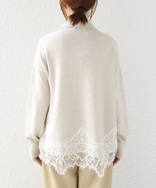 SHIPS(シップス)の「【WEB限定】〈手洗い可能〉レーストリム スキッパー ポロ襟 ニット(ニット/セーター・レディース・ダークグレー/ライトイエロー/オフホワイト/ブラウン・ONE SIZE)」の18枚目の写真